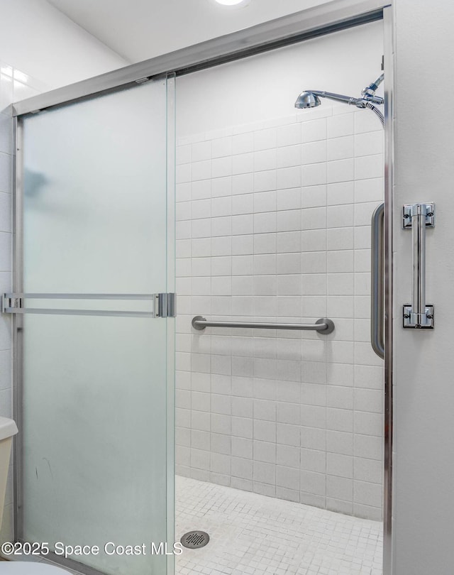 bathroom featuring a shower stall