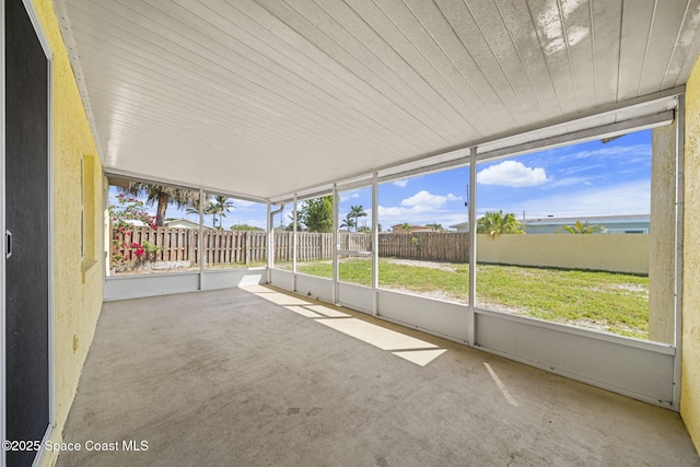 view of unfurnished sunroom