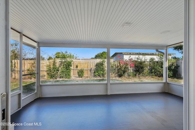 view of unfurnished sunroom