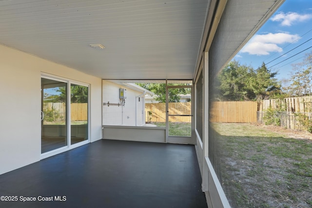 view of unfurnished sunroom