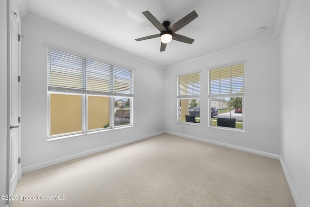 715 Veridian Cir NW, Palm Bay, FL 32907 - spare room featuring ornamental molding, healthy amount of natural light, carpet flooring, and ceiling fan