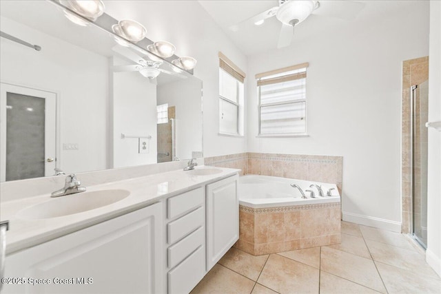 8652 Villanova Dr Unit 1001, Cape Canaveral, FL 32920 - full bath with a bath, tile patterned floors, double vanity, and a shower stall