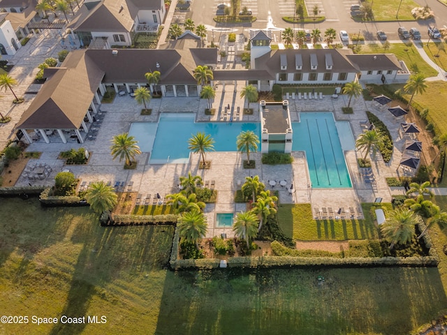 aerial view with a residential view