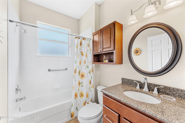 366 Gardendale Cir SE, Palm Bay, FL 32909 - bathroom with shower / bathtub combination with curtain, toilet, and vanity