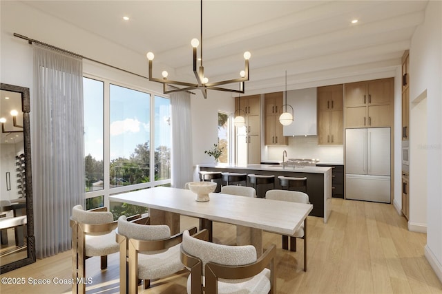 1002 E Robinson St Unit 1, Orlando, FL 32801 - dining space with light wood finished floors, a notable chandelier, and recessed lighting