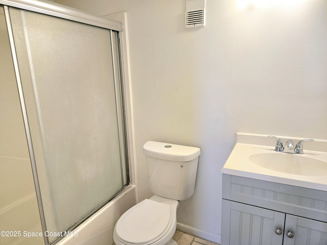 120 San Juan Cir, Melbourne, FL 32935 - full bathroom with visible vents, toilet, vanity, and baseboards