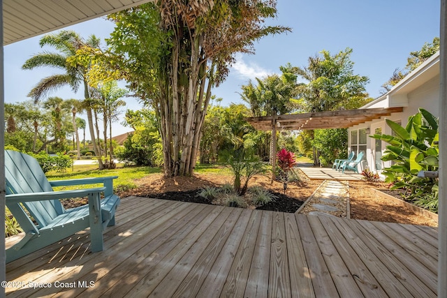 deck featuring a pergola