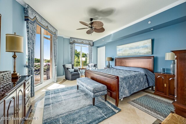 601 N Swim Club Dr Pha, Pha, Indian River Shores, FL 32963 - bedroom with ceiling fan and crown molding
