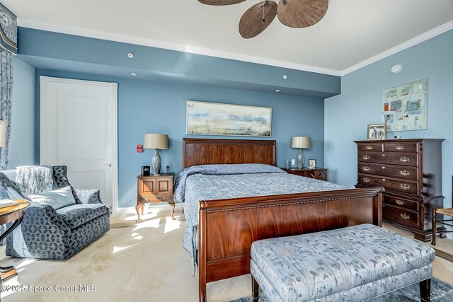 601 N Swim Club Dr Pha, Pha, Indian River Shores, FL 32963 - bedroom with ceiling fan and crown molding