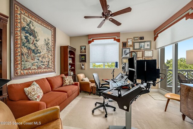 601 N Swim Club Dr Pha, Pha, Indian River Shores, FL 32963 - office area featuring carpet flooring and a ceiling fan