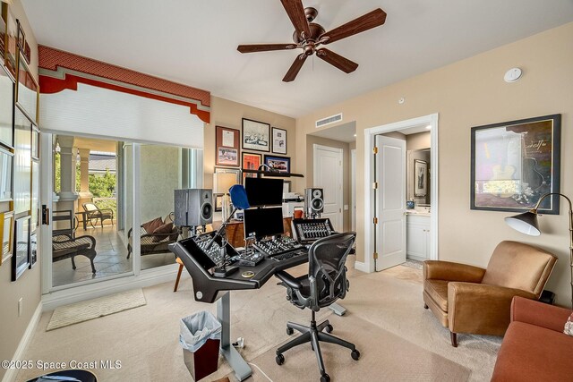 601 N Swim Club Dr Pha, Pha, Indian River Shores, FL 32963 - carpeted office featuring baseboards, visible vents, and ceiling fan