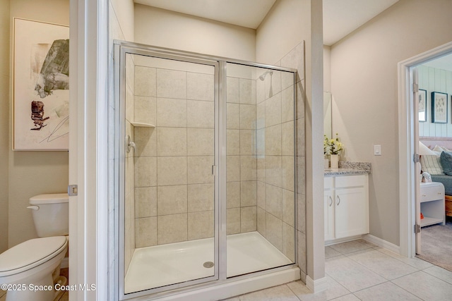 3150 Viridian Cir, Melbourne, FL 32904 - ensuite bathroom featuring ensuite bathroom, toilet, tile patterned flooring, and a shower stall