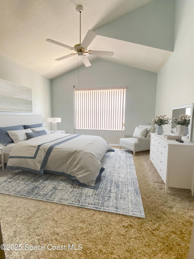 3847 Town Square Blvd Unit 30, Melbourne, FL 32901 - bedroom featuring lofted ceiling, light colored carpet, and ceiling fan