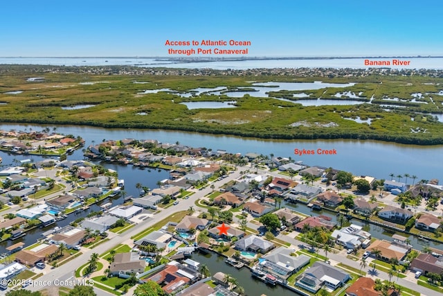 1445 Centaurus Ct, Merritt Island, FL 32953 - aerial view of property's location featuring a nearby body of water and nearby suburban area