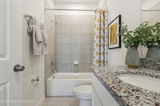 3175 Viridian Cir, Melbourne, FL 32904 - bathroom featuring vanity, toilet, tile patterned flooring, and shower / bathtub combination with curtain