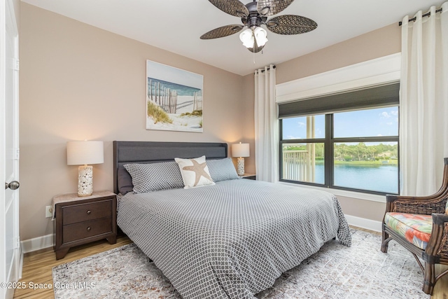 6461 Borasco Dr Unit 3804, Melbourne, FL 32940 - bedroom featuring wood finished floors, a ceiling fan, and a water view