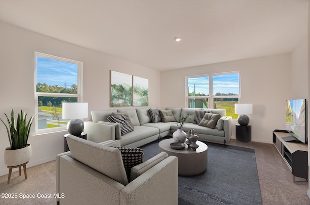 3155 Viridian Cir, Melbourne, FL 32904 - living area featuring carpet flooring, baseboards, and recessed lighting