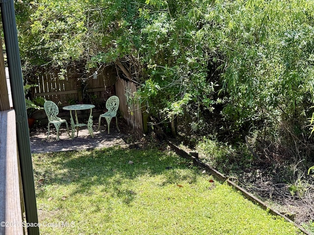view of yard with a patio area and fence