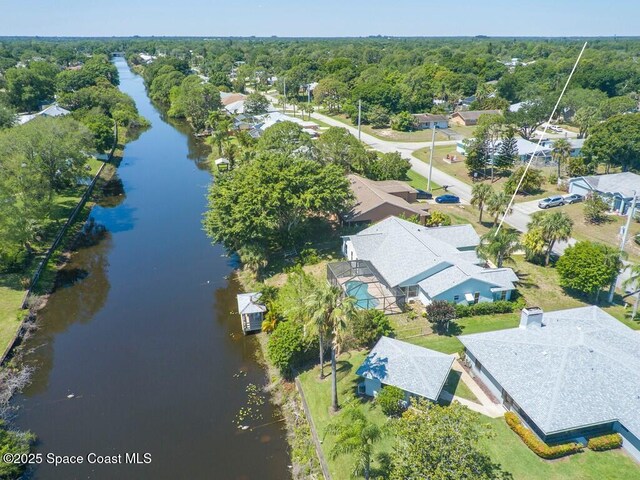 344 Concha Dr, Sebastian, FL 32958 - bird's eye view with a water view, a forest view, and a residential view