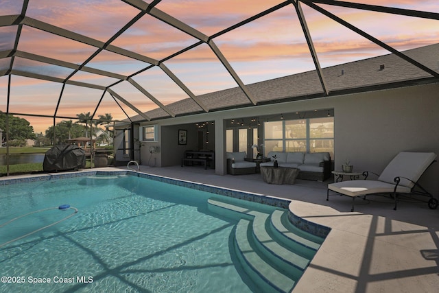 2702 Barrow Dr, Merritt Island, FL 32952 - pool featuring a lanai, outdoor lounge area, and a patio area