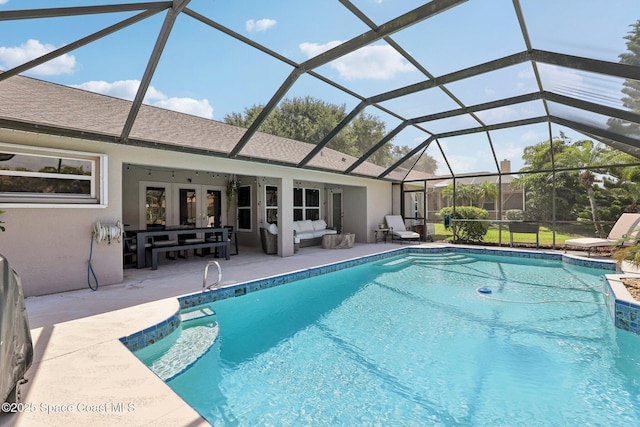2702 Barrow Dr, Merritt Island, FL 32952 - pool featuring an outdoor hangout area, a lanai, a patio, and french doors