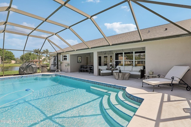 2702 Barrow Dr, Merritt Island, FL 32952 - pool featuring an outdoor living space, a lanai, and a patio area