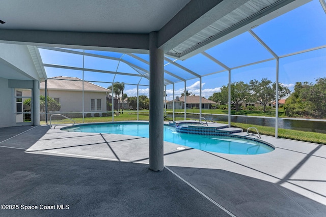 706 Palmer Way, Melbourne, FL 32940 - view of pool with a patio, a pool with connected hot tub, and a lanai