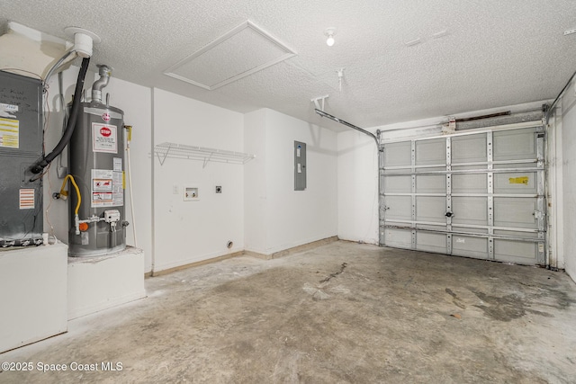 2728 Maderia Cir, Melbourne, FL 32935 - garage with electric panel, water heater, and heating unit