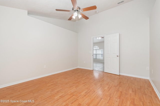 2728 Maderia Cir, Melbourne, FL 32935 - unfurnished room featuring light wood finished floors, visible vents, baseboards, and a ceiling fan