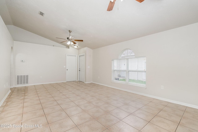 2728 Maderia Cir, Melbourne, FL 32935 - spare room featuring visible vents, a ceiling fan, and lofted ceiling