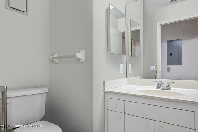 787 Greenwood Manor Cir Unit 14, West Melbourne, FL 32904 - half bathroom with electric panel, vanity, and toilet