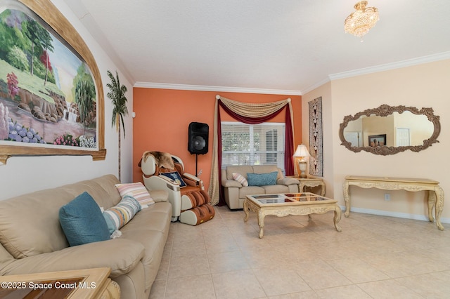 2298 Mantilla Ave SE, Palm Bay, FL 32909 - tiled living area featuring baseboards and ornamental molding