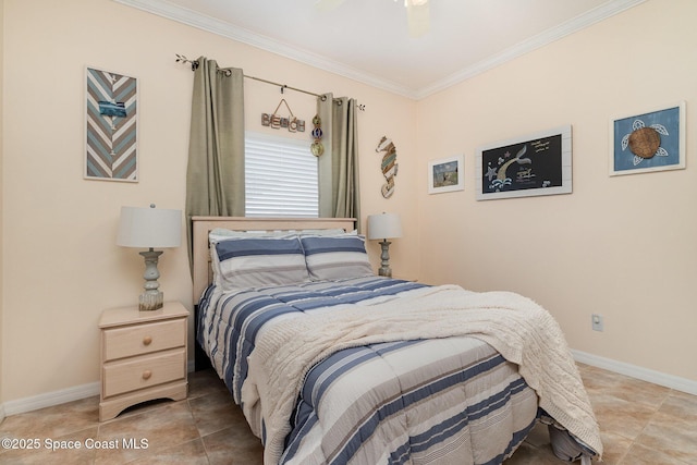 2298 Mantilla Ave SE, Palm Bay, FL 32909 - bedroom featuring baseboards, crown molding, and light tile patterned floors