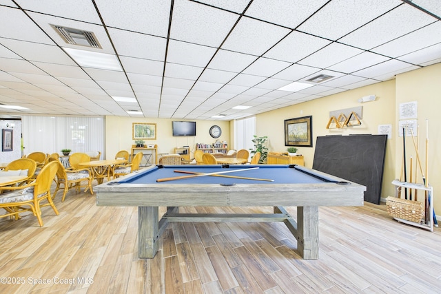 6365 Bahia Del Mar Blvd S Unit 210, Saint Petersburg, FL 33710 - playroom with visible vents, a paneled ceiling, wood finished floors, and billiards