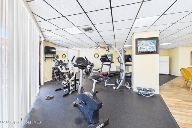 6365 Bahia Del Mar Blvd S Unit 210, Saint Petersburg, FL 33710 - workout area featuring baseboards, visible vents, and a drop ceiling