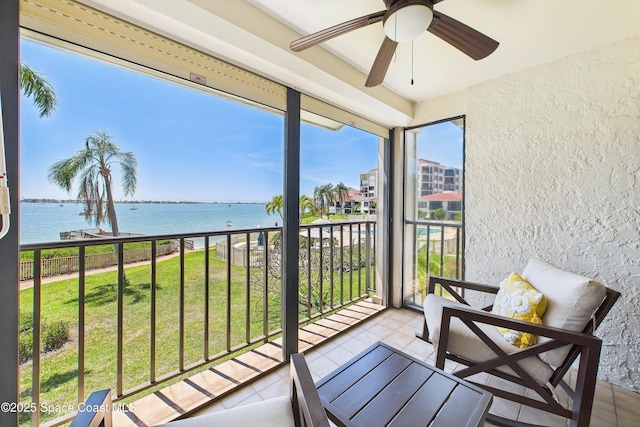 6365 Bahia Del Mar Blvd S Unit 210, Saint Petersburg, FL 33710 - balcony featuring a water view and ceiling fan