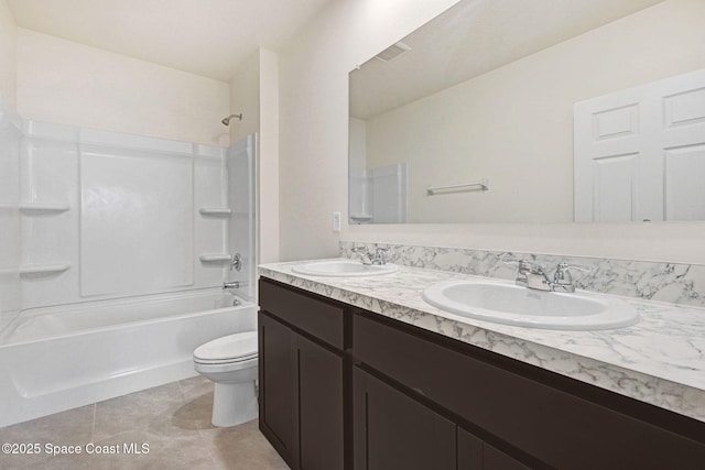 1217 Casey Ave, Rockledge, FL 32955 - bathroom with double vanity,  shower combination, and tile patterned floors