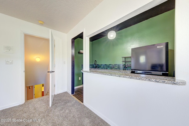 1772 Windbrook Dr SE, Palm Bay, FL 32909 - interior space featuring carpet, a textured ceiling, baseboards, and a sink