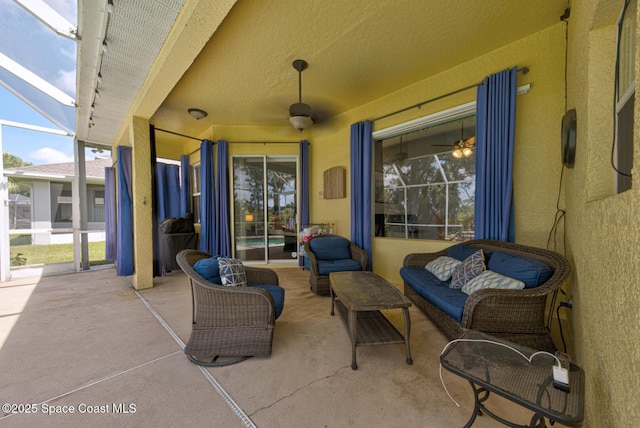 1772 Windbrook Dr SE, Palm Bay, FL 32909 - view of patio featuring an outdoor living space and a lanai
