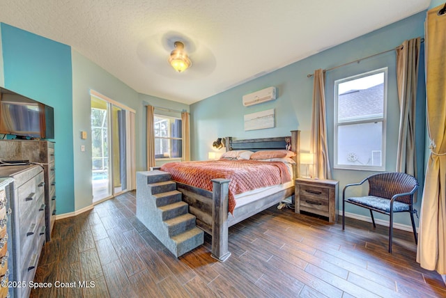 1772 Windbrook Dr SE, Palm Bay, FL 32909 - bedroom with multiple windows, a wall mounted AC, and dark wood finished floors