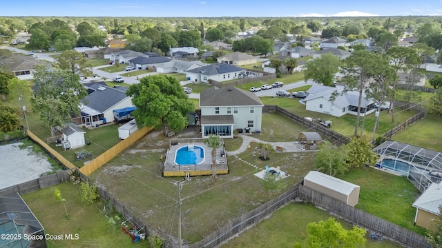 aerial view with a residential view