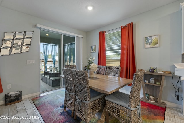 dining room with baseboards and plenty of natural light