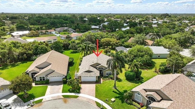 drone / aerial view with a residential view