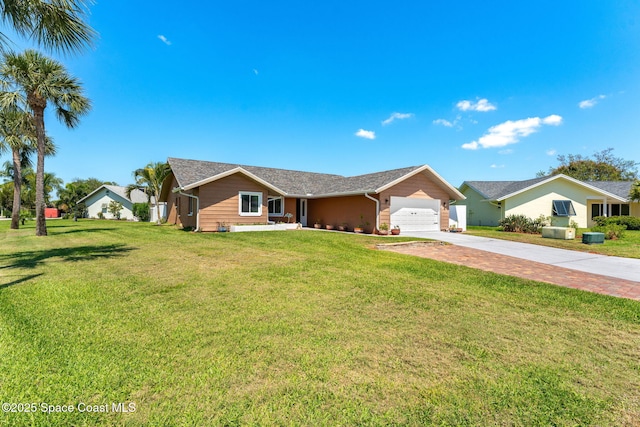 3210 Calgary St, Melbourne, FL 32935 - single story home with a front lawn, an attached garage, and driveway