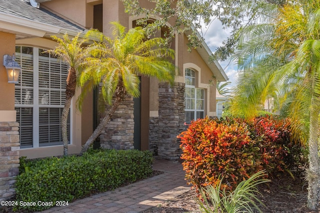 2842 Galindo Cir, Melbourne, FL 32940 - entrance to property with stucco siding and stone siding