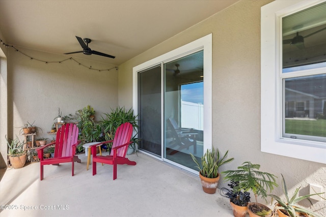 view of patio / terrace featuring a ceiling fan