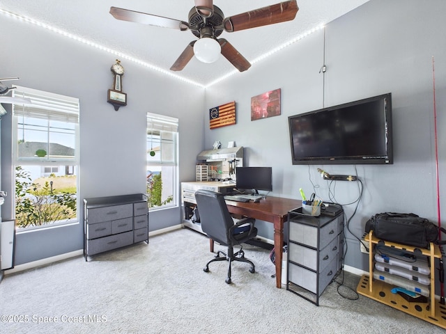 2515 SE Marquez Ave SE, Palm Bay, FL 32909 - office space with ceiling fan, baseboards, and carpet floors
