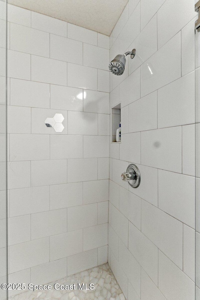 bathroom with a tile shower