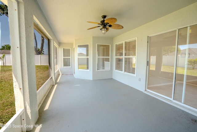 3780 Starlight Ave, Merritt Island, FL 32953 - unfurnished sunroom with a wealth of natural light and a ceiling fan