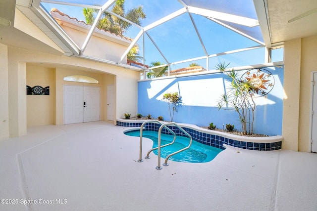 8657 Villanova Dr Unit 901, Cape Canaveral, FL 32920 - outdoor pool with a patio and glass enclosure